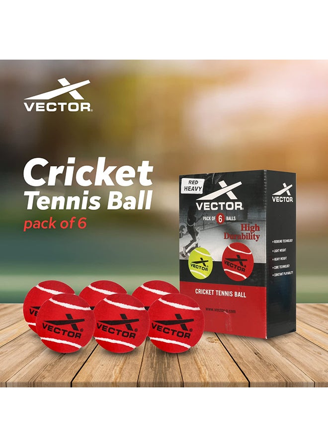 Vector X Cricket Tennis Ball  (Red) |Heavy| Pack of 6 |Outer Material: Rubber |Standard - Image 5