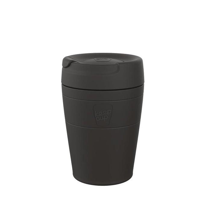 TRAVELLER REUSABLE TRAVEL MUG VACUUM INSULATED STAINLESS STEEL CUP WITH LEAKPROOF SIPPER LID 12OZ340ML BLACK