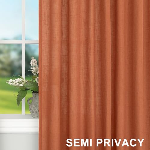 DANCURTON Burnt Orange Curtains for Living Room 2 Panels Set 84 Inches Long Back Tab Pocket Boho Window Drapes Ceiling to Floor Length Curtains for Bedroom Door Vertical Blinds Home Office Decor 84 Inch Length - Image 5