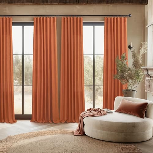 DANCURTON Burnt Orange Curtains for Living Room 2 Panels Set 84 Inches Long Back Tab Pocket Boho Window Drapes Ceiling to Floor Length Curtains for Bedroom Door Vertical Blinds Home Office Decor 84 Inch Length - Image 2