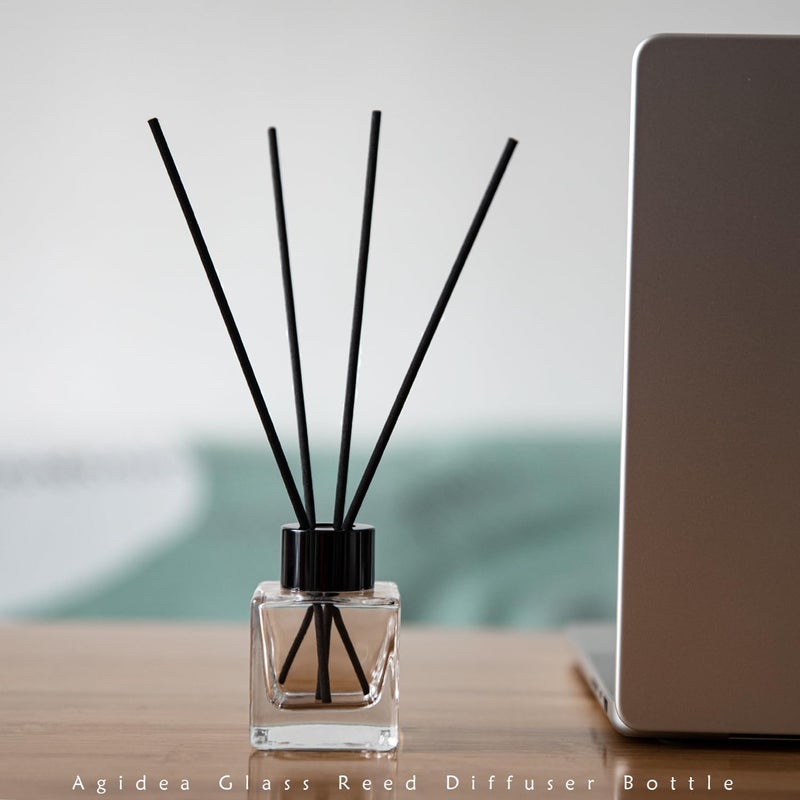 Agidea 4PCS Glass Diffuser Bottles, Refillable Diffuser Bottles Square Shape with 20pcs Reeds Sticks & Black Caps & Funnel, 2.75" High 50ml 1.7 fl oz. Diffuser Jars for Home Oil Fragrance Decoration - Image 5