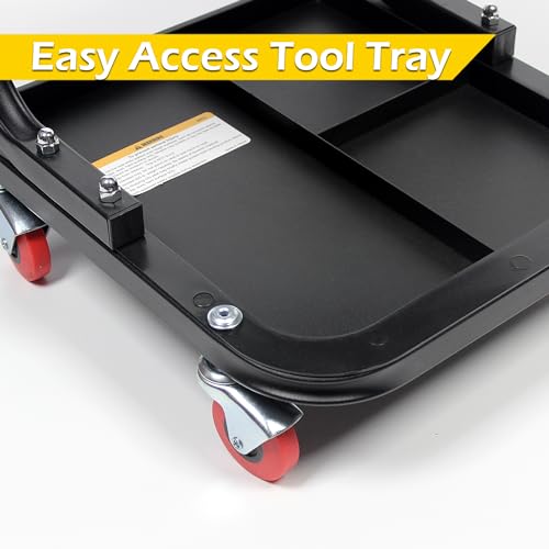 MaxWorks 50875 Mechanics Roller Seat, 250 LBS Capacity Padded Rolling Workshop Stool with Tool Tray Storage for Garage, Shop, Auto Repair - Image 5