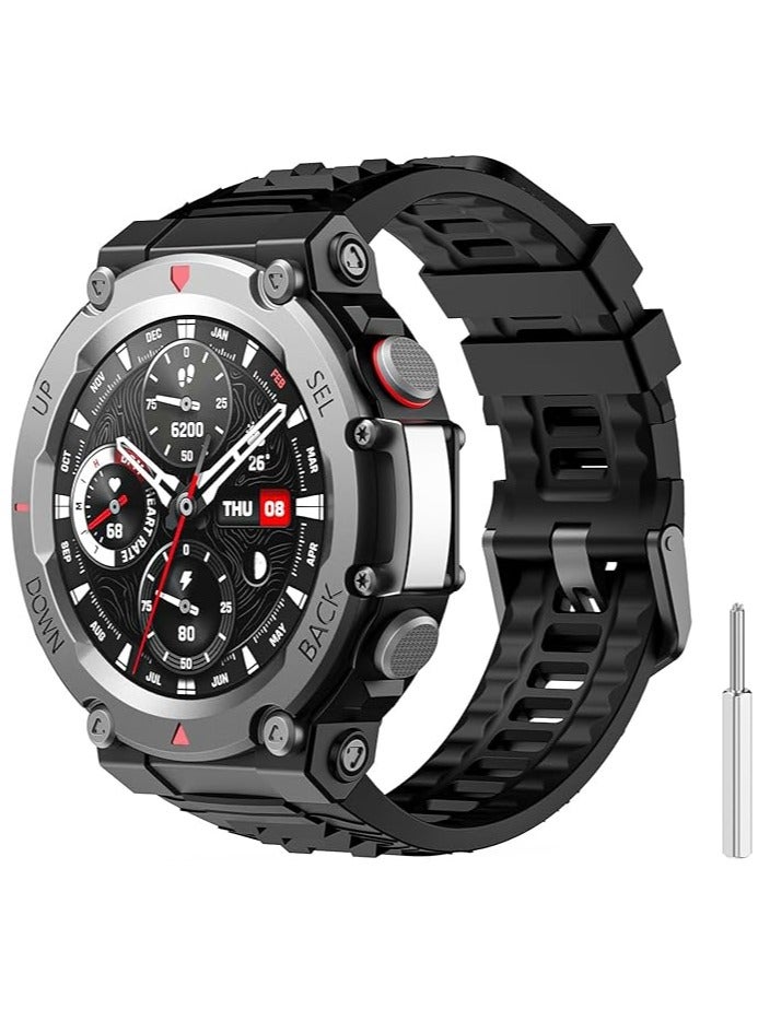 Band Compatible with Amazfit T-Rex/T-Rex Pro Band Soft Silicone Wristbands Replacement Bracelet for Amazfit T-Rex/T-Rex Pro Sport Strap Smart Watch Accessories-with Install Tools - Image 1