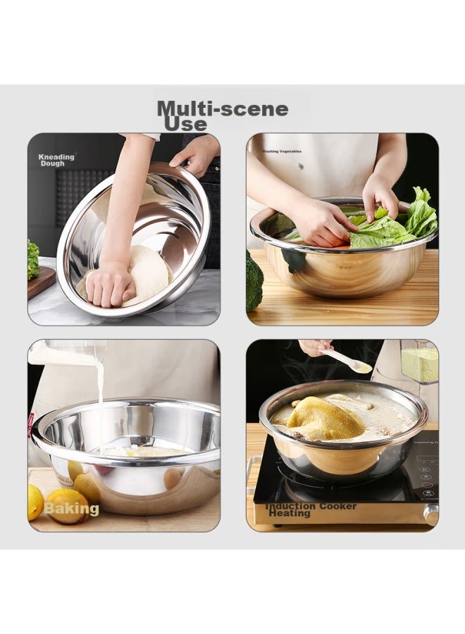 Newair 304 Stainless Steel Bowl, Large Mixing Bowl, Food-grade Thickened Kneading Bowl, Household Large Bowl, Kitchen Vegetable Washing Bowl, Noodle Bowl - Image 4