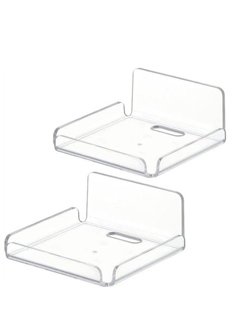 Acrylic Floating Small Wall Shelves, Mini Wall Mounted Hanging Display Shelves, Universal Adhesive Shelf Easy to Install No Drill, for Security Cameras, Baby Monitors, Smart Speaker, 2 Pcs