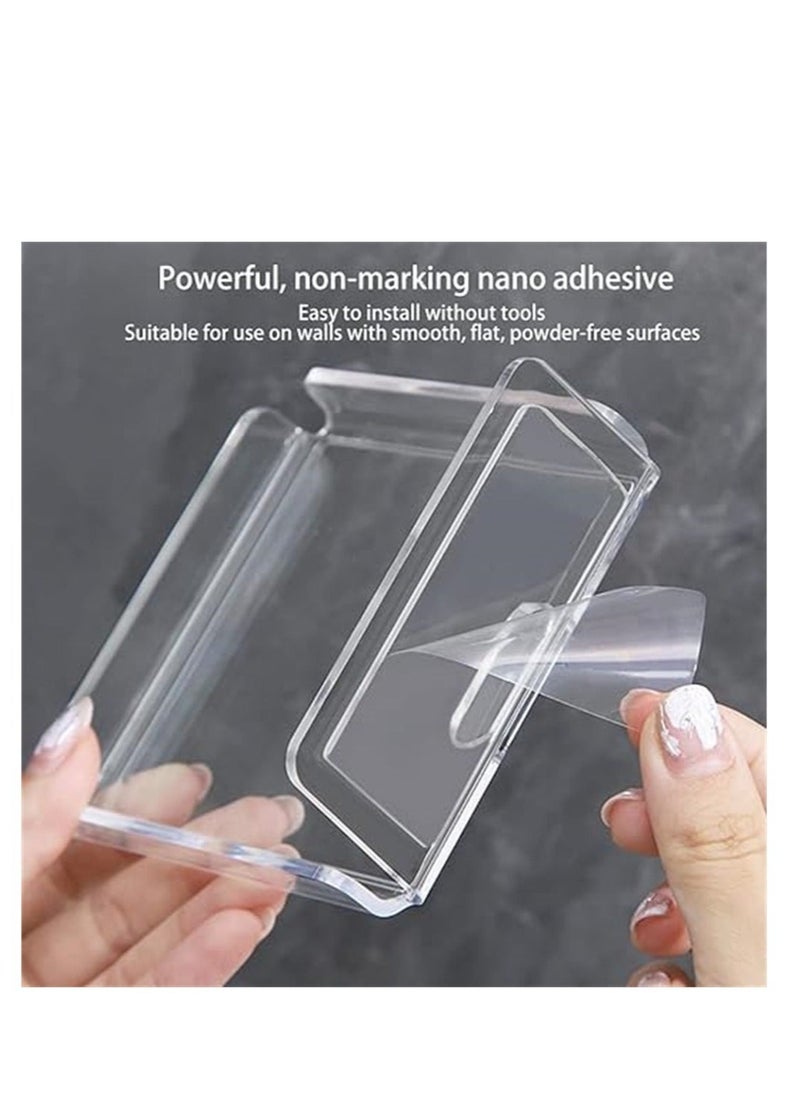 Acrylic Floating Small Wall Shelves, Mini Wall Mounted Hanging Display Shelves, Universal Adhesive Shelf Easy to Install No Drill, for Security Cameras, Baby Monitors, Smart Speaker, 2 Pcs