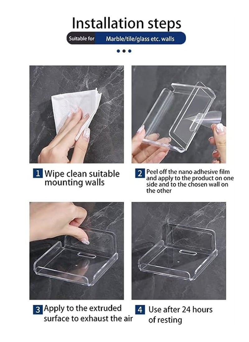 Acrylic Floating Small Wall Shelves, Mini Wall Mounted Hanging Display Shelves, Universal Adhesive Shelf Easy to Install No Drill, for Security Cameras, Baby Monitors, Smart Speaker, 2 Pcs