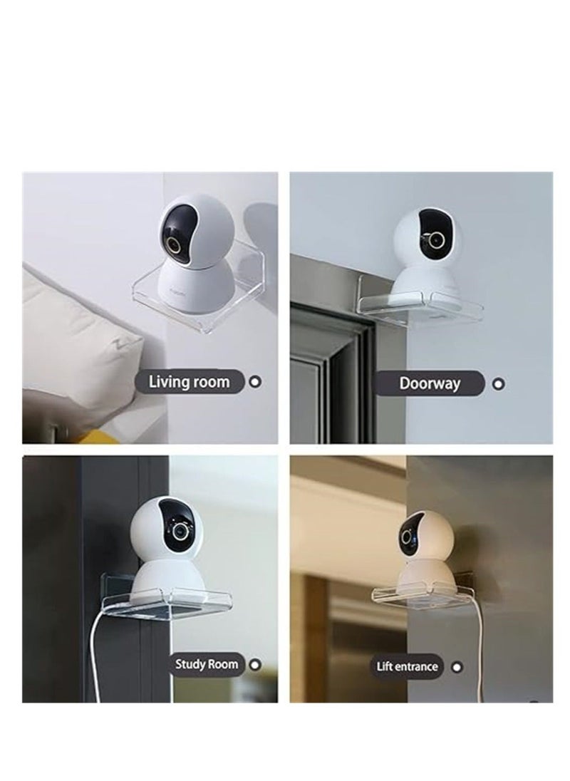 Acrylic Floating Small Wall Shelves, Mini Wall Mounted Hanging Display Shelves, Universal Adhesive Shelf Easy to Install No Drill, for Security Cameras, Baby Monitors, Smart Speaker, 2 Pcs