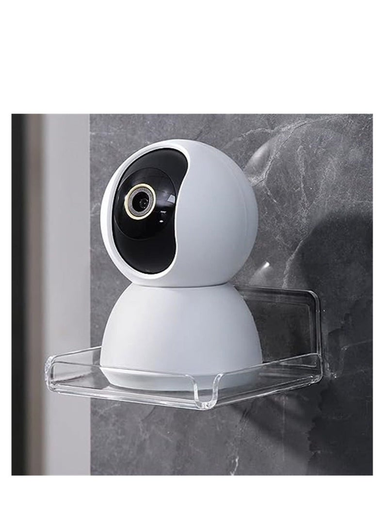 Acrylic Floating Small Wall Shelves, Mini Wall Mounted Hanging Display Shelves, Universal Adhesive Shelf Easy to Install No Drill, for Security Cameras, Baby Monitors, Smart Speaker, 2 Pcs