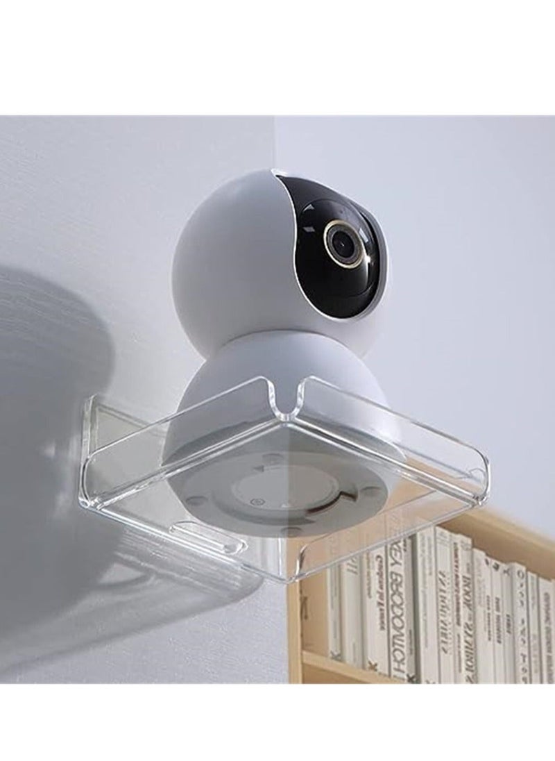 Acrylic Floating Small Wall Shelves, Mini Wall Mounted Hanging Display Shelves, Universal Adhesive Shelf Easy to Install No Drill, for Security Cameras, Baby Monitors, Smart Speaker, 2 Pcs
