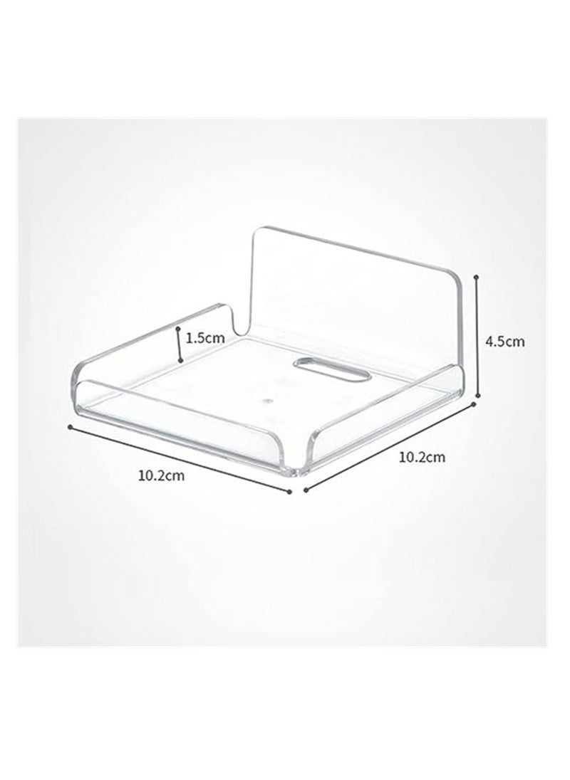 Acrylic Floating Small Wall Shelves, Mini Wall Mounted Hanging Display Shelves, Universal Adhesive Shelf Easy to Install No Drill, for Security Cameras, Baby Monitors, Smart Speaker, 2 Pcs