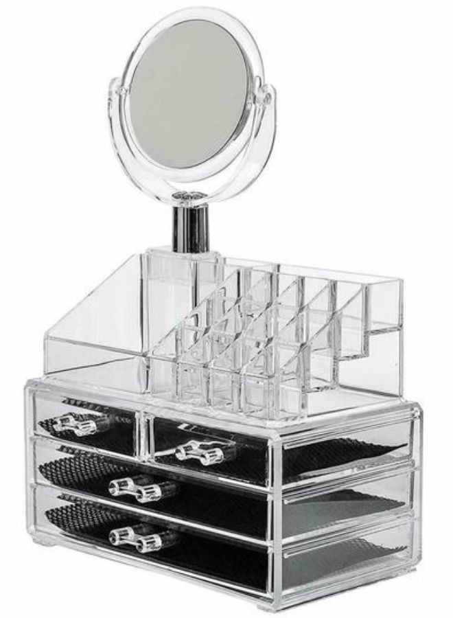 Jewelry Storage Box Acrylic Cosmetics Lipsticks Makeup Organizer Holder Box With mirror - Image 3