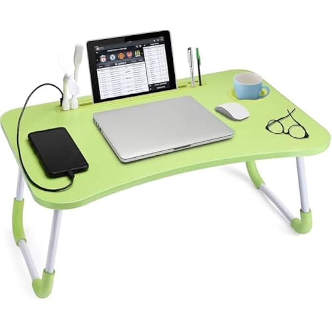 ايه دبليو اتش  مكتب حضن قابل للتعديل من AWH مع حامل أكواب وطاولة كمبيوتر محمول قابلة للطي وصينية تقديم للاستخدام المنزلي مثالي للعمل عن بعد أو الدراسة أو وجبات الطعام في السرير أو على الأريكة ألوان متنوعة - Image 2