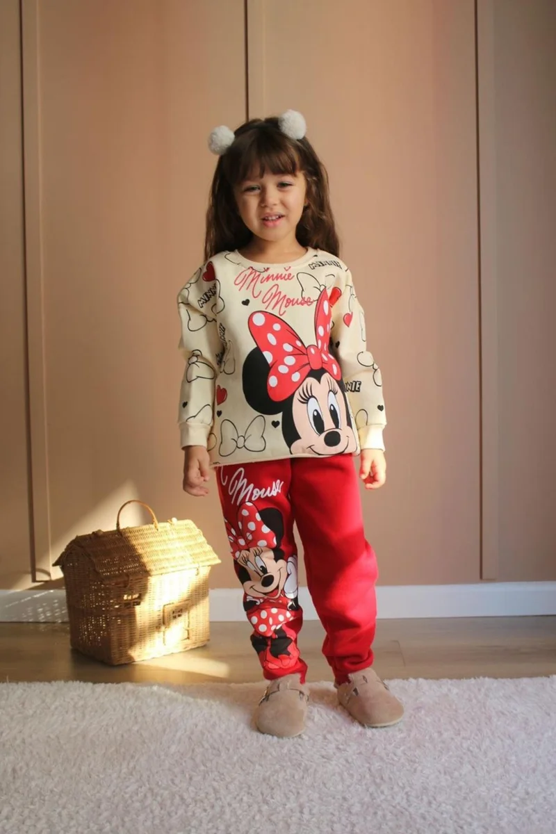 Miniğimin Cicileri My Little Ones (3-9 Years Old) Mnn Ribbon Pattern Girl's Set - Red