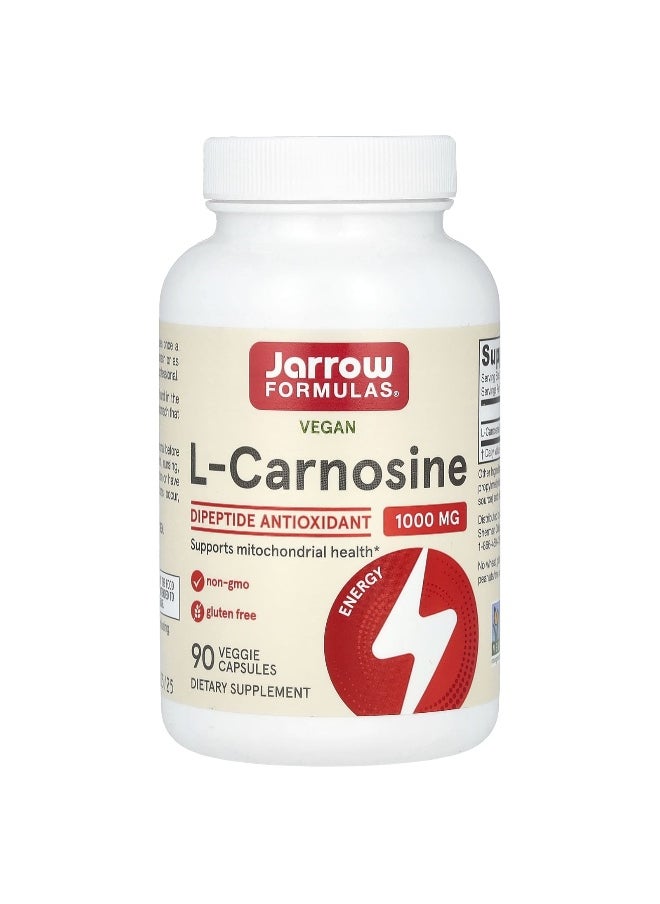 jarrow formulas Jarrow Formulas, L-Carnosine, 1,000 mg, 90 Veggie Capsules (500 mg per Capsule)  - Image 1