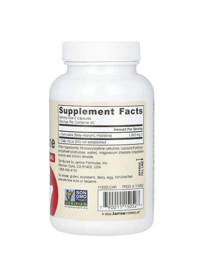 jarrow formulas Jarrow Formulas, L-Carnosine, 1,000 mg, 90 Veggie Capsules (500 mg per Capsule)  - Image 2
