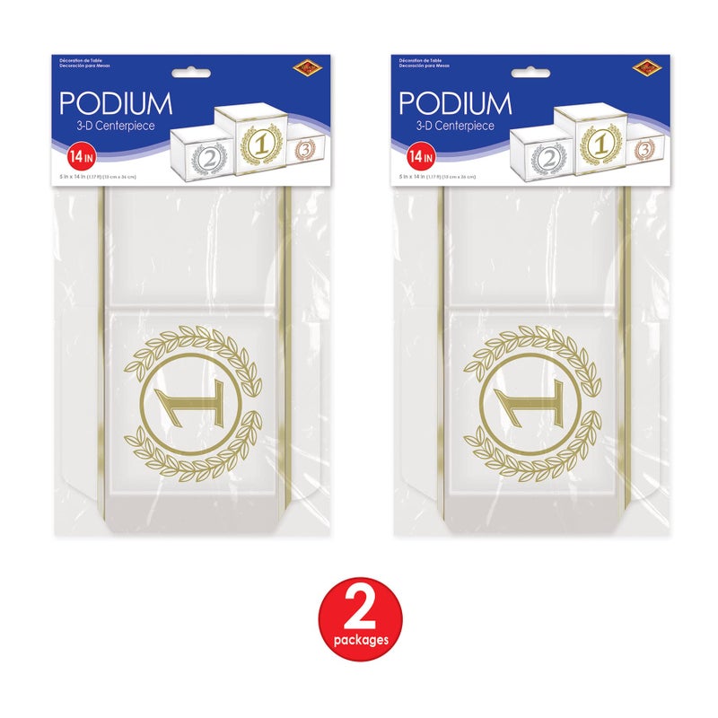 Beistle 3-D Podium Centerpieces, 5" x 14", Set of 2- International Sports Tournament Decor, Athletic Awards Party Supplies - Image 2