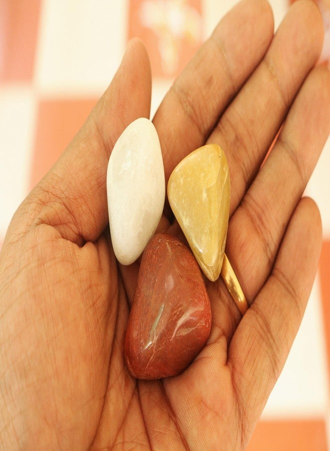 Wowtag Red,White and Brown Combo Polished Pebbles, 2-4 CM,1.95 KG, Large Size, Pebbles for Plants, Aquarium, Garden, Home Decoration, Vase Filler, Craft Work - Image 4