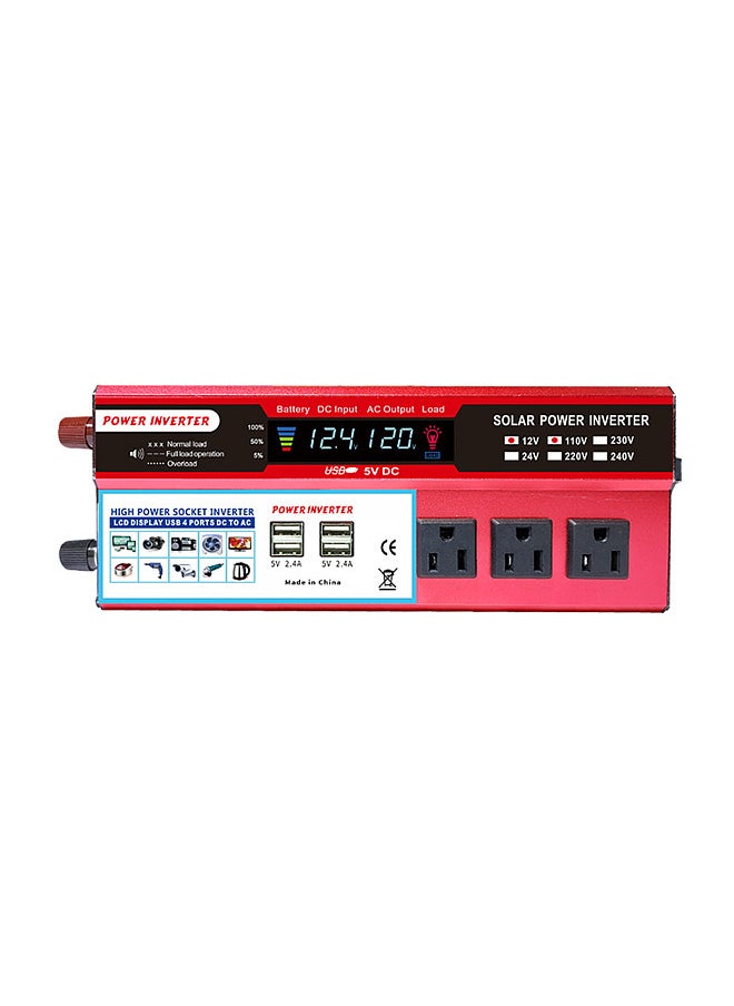 Generic - Solar Power Inverter High Efficiency Sine Wave Inverter Home Car RV Solar Power Converter with LCD Display DC 12V to 110V AC 850-950W - Image 1