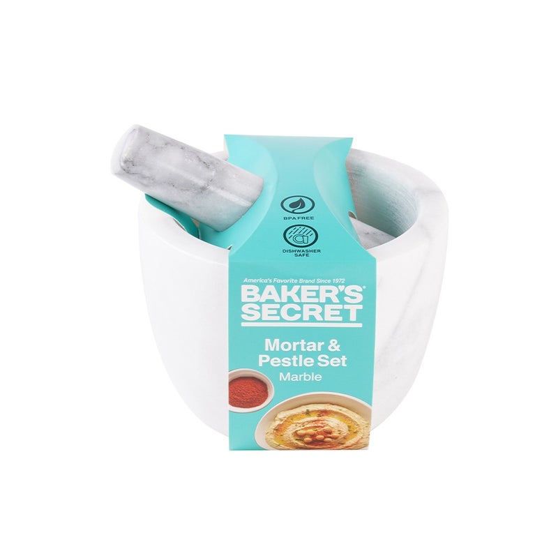 Baker's Secret Marble Mortar and Pestle Set 11.5cm – Heavy-Duty Kitchen Tool for Grinding, Crushing, and Spice Preparation