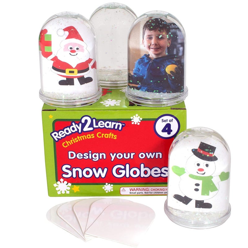 READY 2 LEARN Christmas Crafts - Design Your Own Snow Globes - Set of 4 - Christmas Snow Globes for Kids - Customizable Christmas Decorations for Home - Image 1