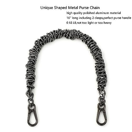 Yichain Unique Metal Bag Chains Purse Handles Shoulder Strap Replacement Accessories Charms for Handbags(Black 16 Inch) - Image 2