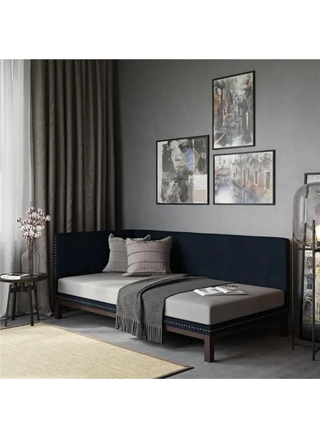 Homzmart Swedish Wood Sofa Bed 200×100×100 cm - Blue  - Image 1