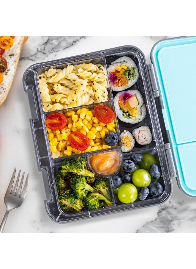 Eazy Kids Eazy Kids 6 & 4 Convertible Bento Lunch Box w/ Lunch Bag, Steel Spoon & Fork Set and Alphabets Sticker - T-Rex Grey  - Image 5