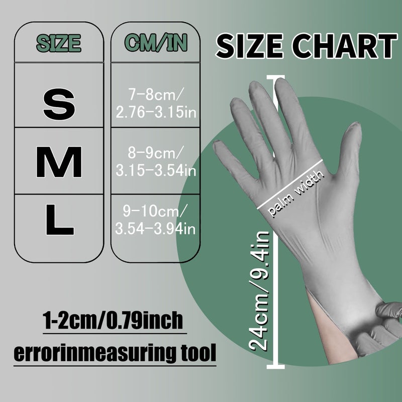 Gray Nitrile Gloves Size S 10pcs Latex Free Dustproof for Home Cleaning Kitchen Dishwashing Bathroom Pet Nail Art Hairdressing High Elasticity - Image 3