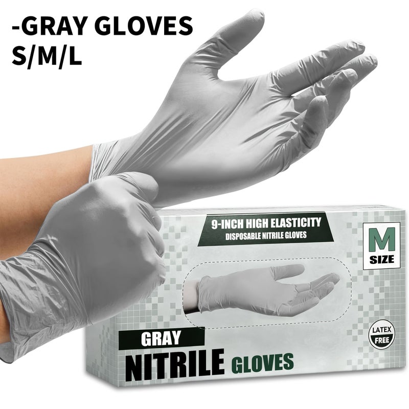 Gray Nitrile Gloves Size S 10pcs Latex Free Dustproof for Home Cleaning Kitchen Dishwashing Bathroom Pet Nail Art Hairdressing High Elasticity - Image 1