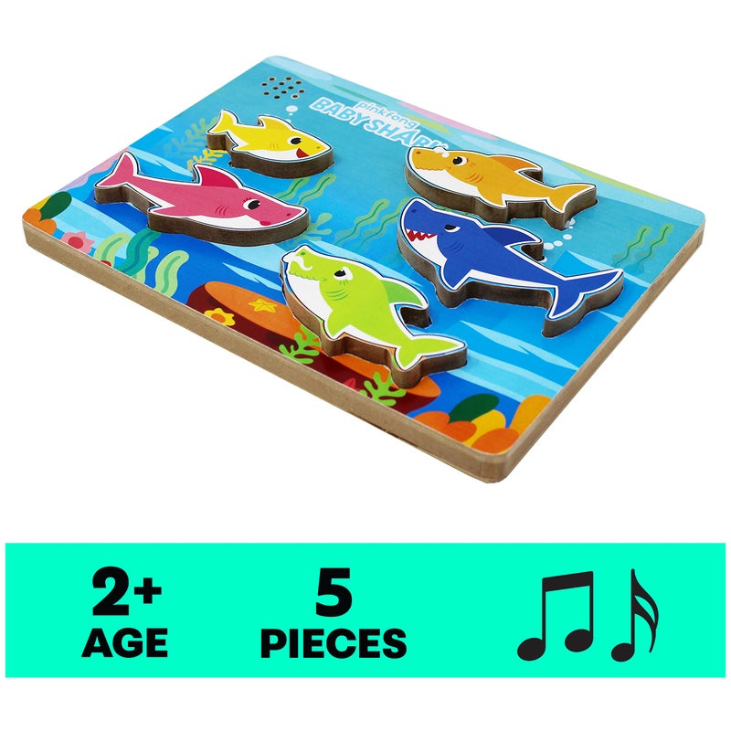 Spin Master Games, Pinkfong Baby Shark Musical Wooden Sound Puzzle, Plays Viral Song, 5 Pieces, Toddler Toys, for Ages 2 & Up - Image 2