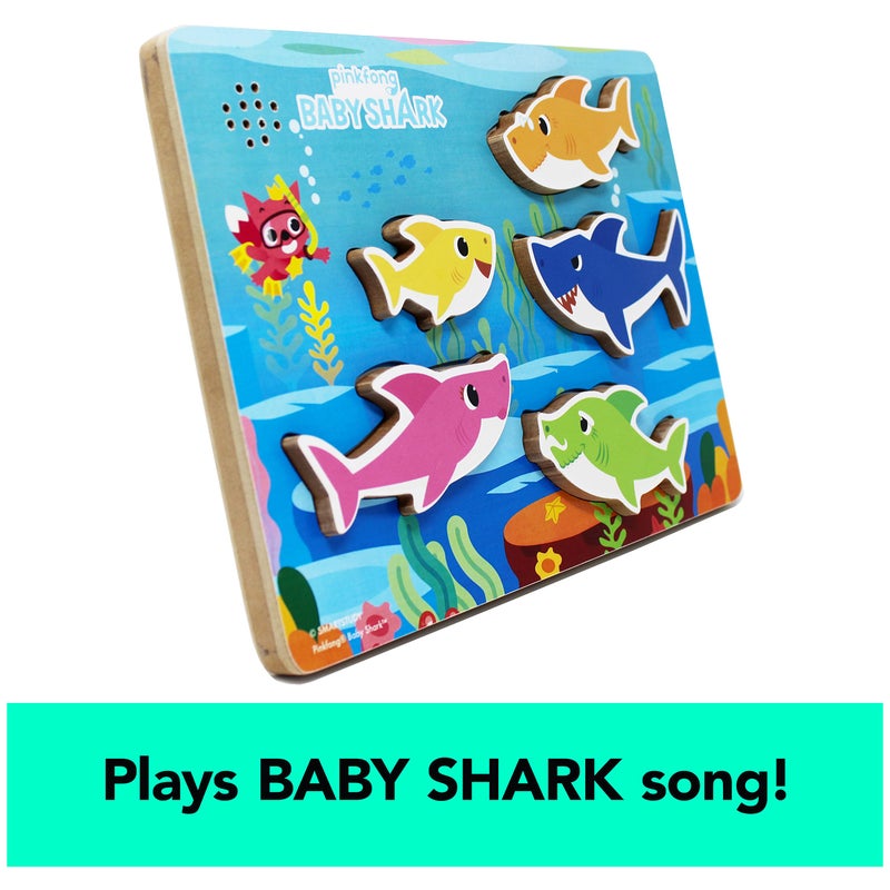 Spin Master Games, Pinkfong Baby Shark Musical Wooden Sound Puzzle, Plays Viral Song, 5 Pieces, Toddler Toys, for Ages 2 & Up - Image 3