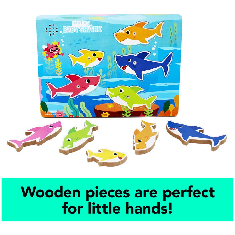 Spin Master Games, Pinkfong Baby Shark Musical Wooden Sound Puzzle, Plays Viral Song, 5 Pieces, Toddler Toys, for Ages 2 & Up - Image 4