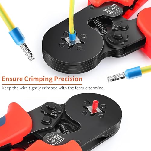 XIKKART Ferrule Ratchet Crimping Tool | Professional Self-Adjusting Wire Crimper 0.25-10mm² | Insulated Cord End Terminal Pliers for Electrical Cable Connectors (Multicolor) - Image 2