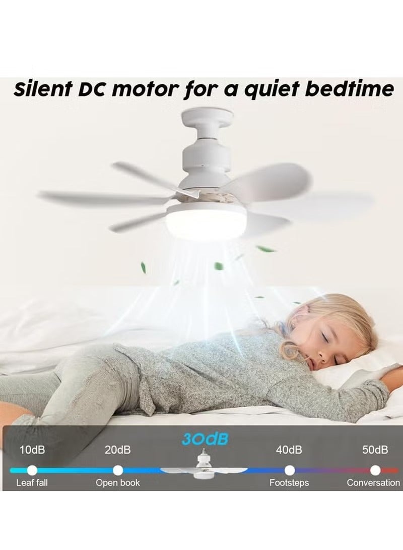 Socket Fan Light, 20 inch Small Ceiling Fan with Light and Remote, Screw in Ceiling Fan Light with E27 Base, Easy to Install, 3 Color Dimmable and 3 Speeds Fan Light for Bedroom Kitchen - Image 5