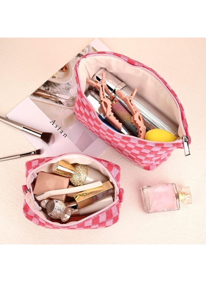 2 كيس مكياج، كيس مستحضرات تجميل كبير مربع الشريط، كيس ملابس فاحش للسفر، منظمات فرش مكياج لطيفة وملامح جمالية، سهلة التخزين، كيس تخزين للنساء - Image 3