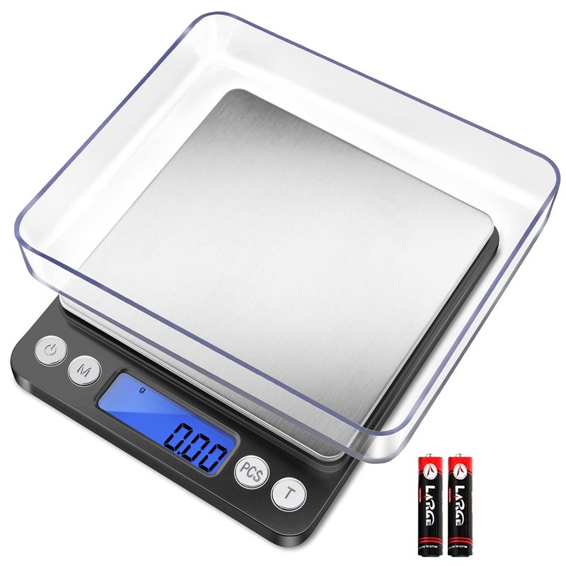 Fuzion Digital Gram Scale with 2 Trays, 500g/ 0.01g Small Jewelry Scale, 6 Units Gram Scales Digital Weight Gram and Oz, Tare Function Digital Herb Scale for Food, Mini Reptile - Image 1