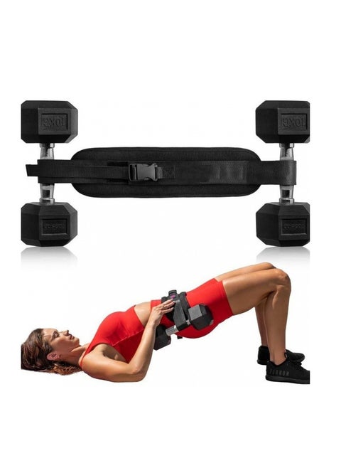 Hip Thrusting Belt - Lunge, Hip Bridge, Flexion and Glute Workout with any weight - Easy to set up for hip thrusting with dumbbells, Reinforced Lightweight Dumbbell Belt for home gyms!