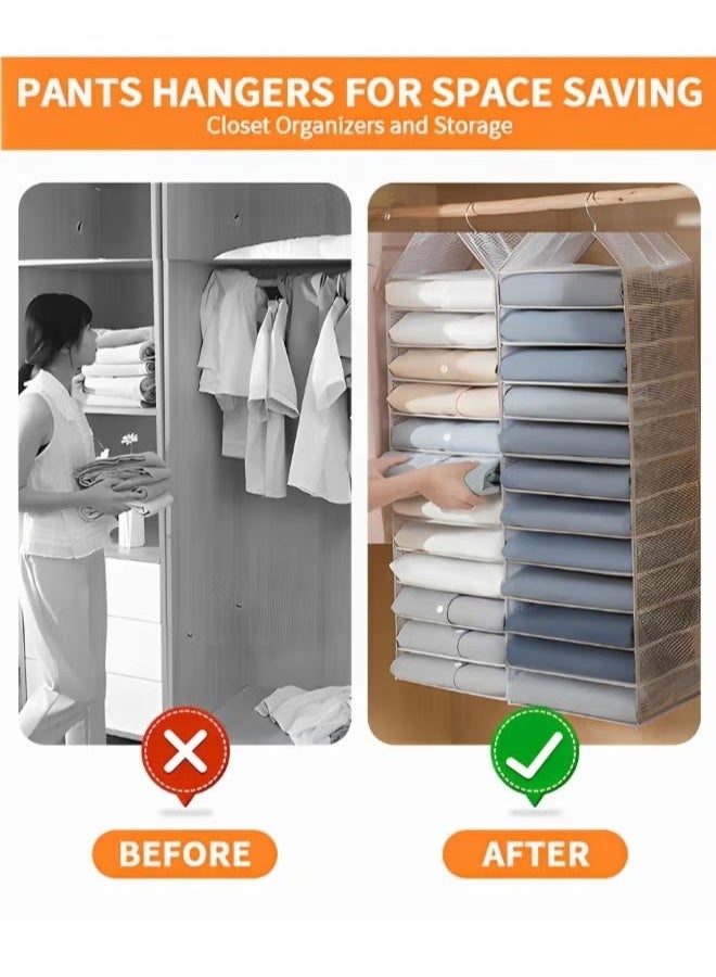 شنق الخزانة المنظمين والتخزين,12 رف خزانة شنق الرفوف التخزين,منظم الملابس,بنطلون شنق بنطلون,رمادي,, - Image 4