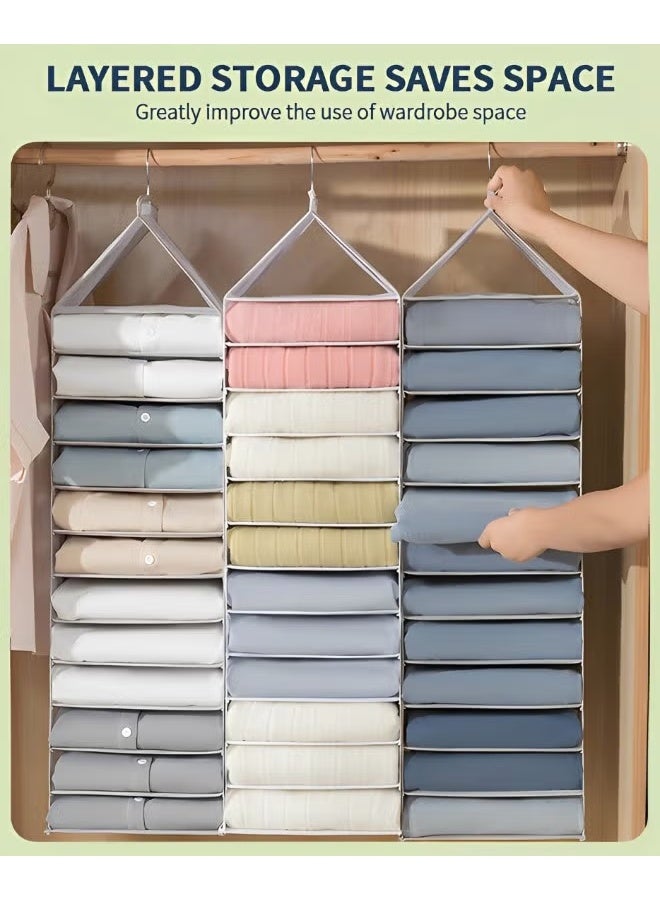 شنق الخزانة المنظمين والتخزين,12 رف خزانة شنق الرفوف التخزين,منظم الملابس,بنطلون شنق بنطلون,رمادي,, - Image 2