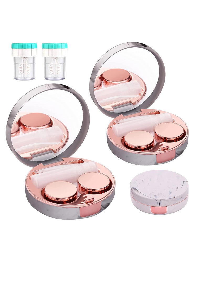 Barakah Contact Lens Case, Contact Lens Travel Kit with Cleaner Washer, Portable Contact Box with Mirror, Contact Lens Travel Case, Portable Contact Lens Container Soak Storage Kit for Travel Home 2 PCS - Image 1
