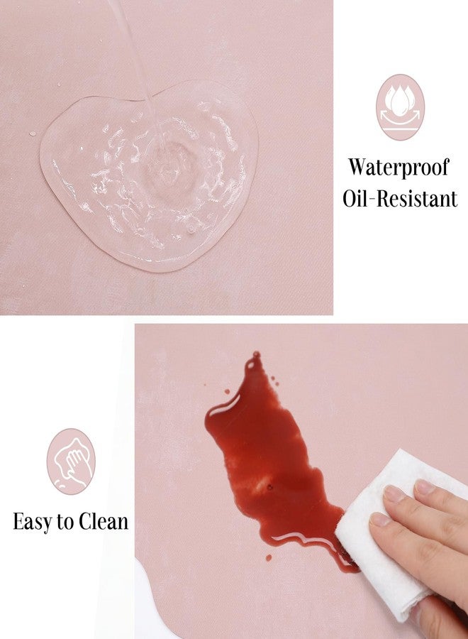 timecity Pink Placemats Set of 4 Faux Velvet Leather Place Mats Round Scalloped Flower Tablemats Washable Table Setting Kitchen Table Mats for Dining Table Holiday Wedding Decorative, 13.4 inch - Image 4
