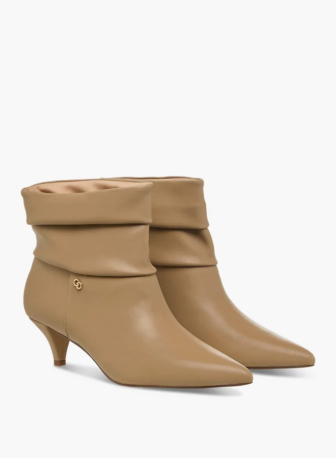 Celeste Women's Ruched Detail Ankle Boots with Kitten Heels