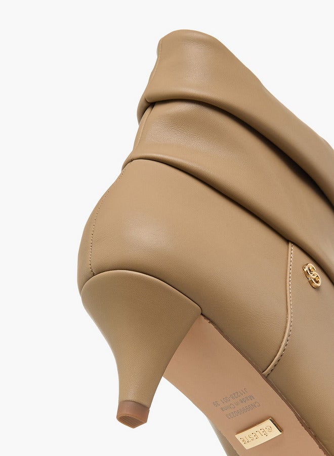 Celeste Women's Ruched Detail Ankle Boots with Kitten Heels - Image 5