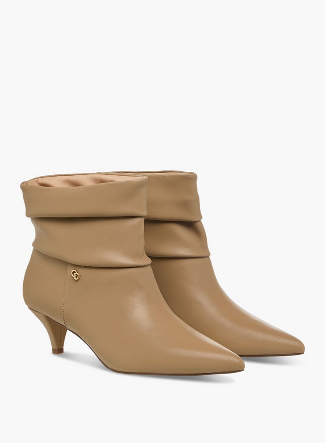 Celeste Women's Ruched Detail Ankle Boots with Kitten Heels - Image 3