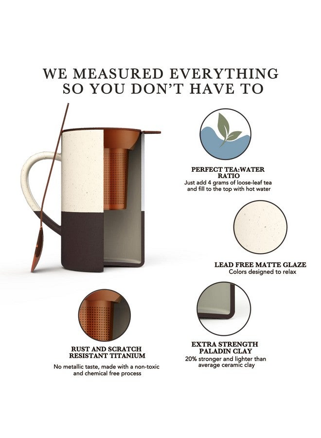 Mora Mora Ceramics Tea Cup with Loose Leaf Infuser, Spoon and Lid, 12 oz, Microwave and Dishwasher Safe Coffee Mug - Rustic Matte Ceramic Glaze, Modern Herbal Tea Strainer - Great Gift for Women, Garnet  - Image 4