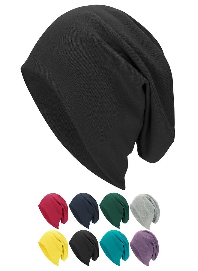 Zando Slouchy Beanie Hats for Women Men - Cotton, Lightweight, Breathable, Cozy Skull Sleep Cap Chemo Headwear - Hip-Pop Daily Wear Sleeping Walking Hiking Halloween Dwarf Cosplay, Black One Size - Image 1