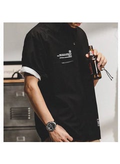 Generic Loose Fit Short Sleeve Lightweight Workwear Shirt American Retro Style Casual Uniform Collar Summer Thin Outerwear for Men Grey  - Image 3