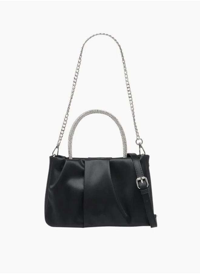 Flora Bella By Shoexpress Women's Logo Detail Tote Bag with Embellished Top Handles