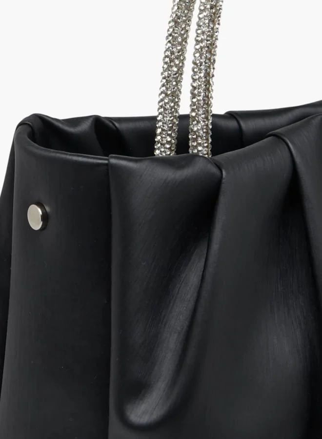 Flora Bella By Shoexpress Women's Logo Detail Tote Bag with Embellished Top Handles